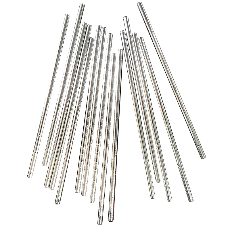 

Popular hot sale party decoration custom printed disposable silver paper straws