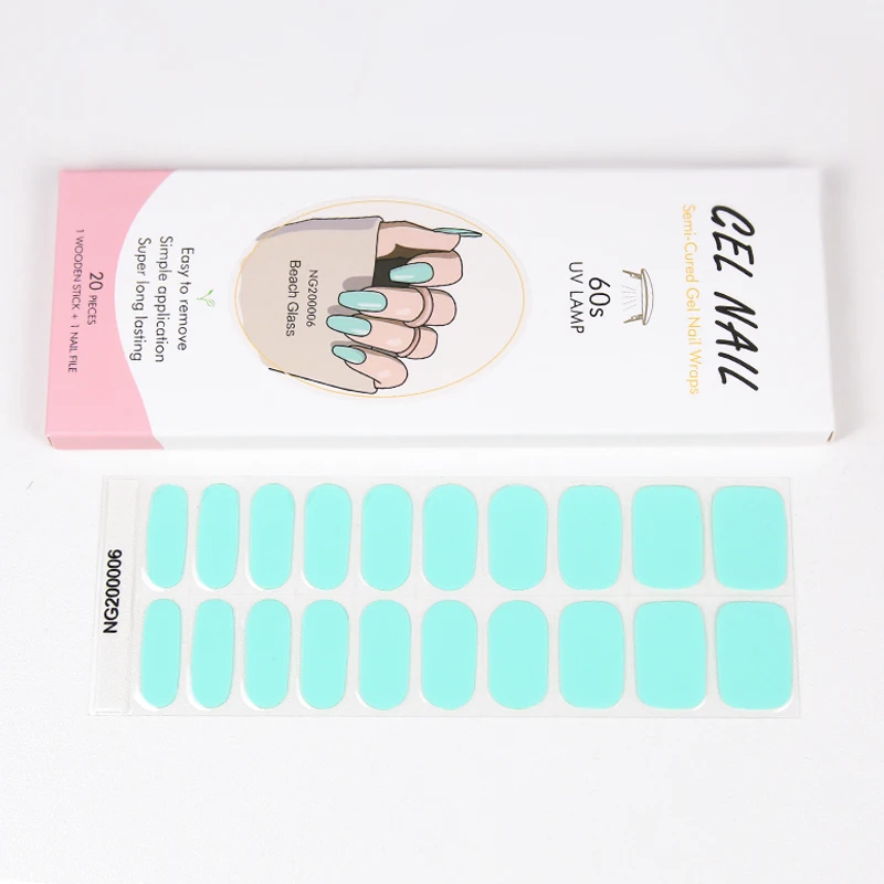 

Huizi New design nail sticker semi-cured gel strips hot selling Gel nail with the UV
