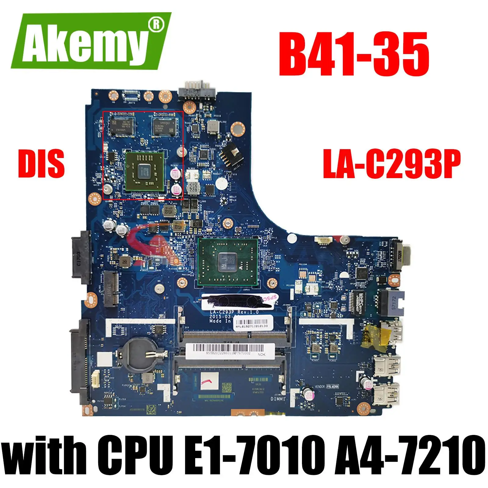 

For Lenovo B41-35 Motherboard LA-C293P ( with CPU E1-7010 A4-7210 ) notebook Motherboard DDR3 100% test OK