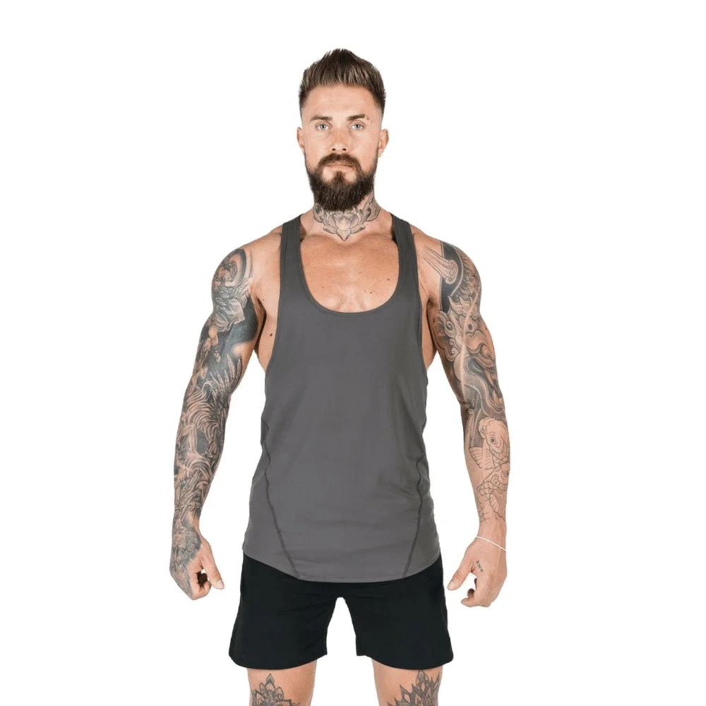 

Wholesale custom logo fitness men tank top soft gym Y back mens top, White, black, gray and red