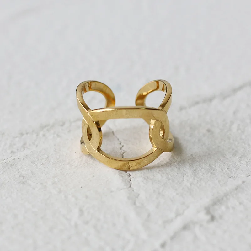 

Ring Stainless steel plating 18K gold wholesale Wide version Retro Winding Exquisite Gift