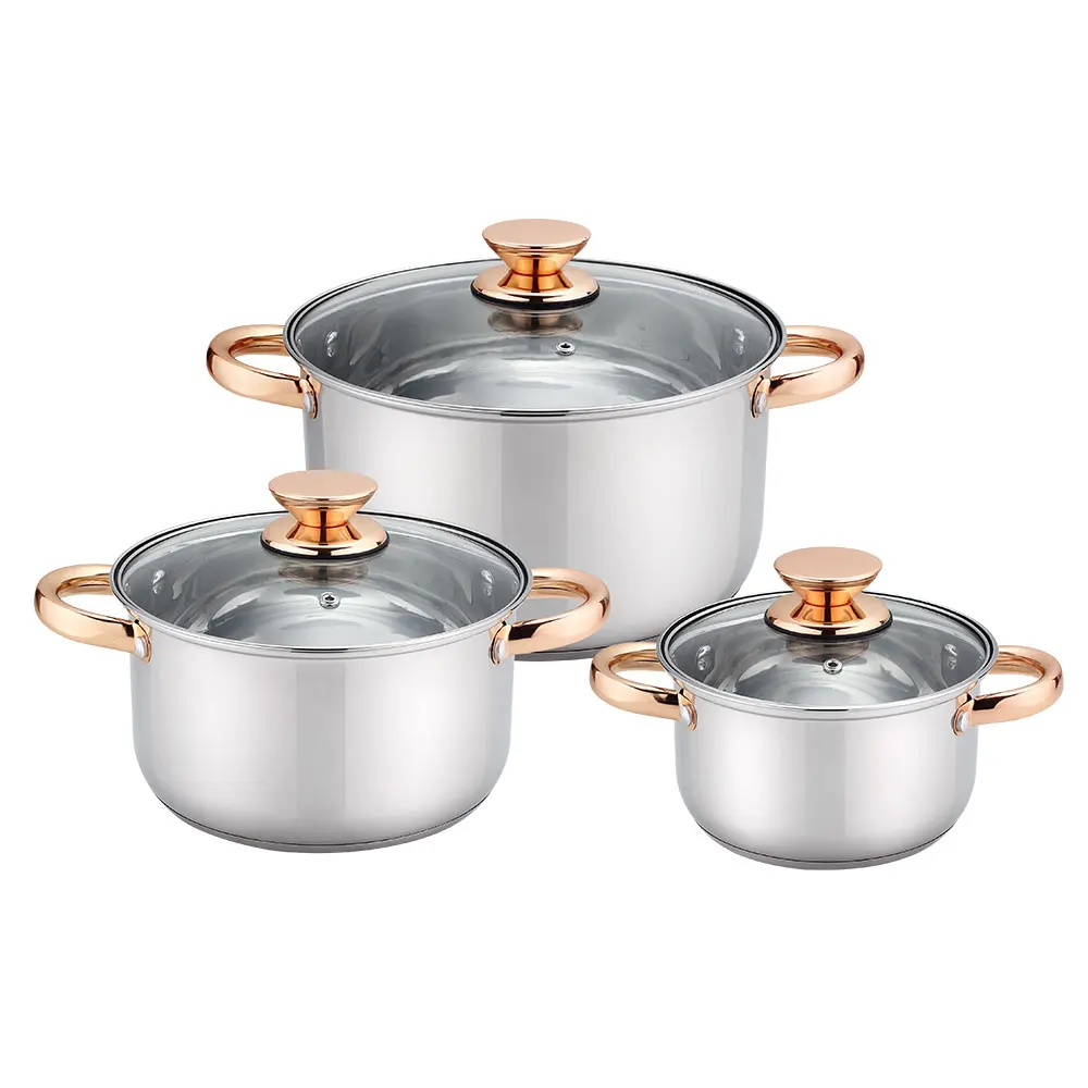 

6Pcs European Home Cookware Set Cooking Pots And Pans with glass cover