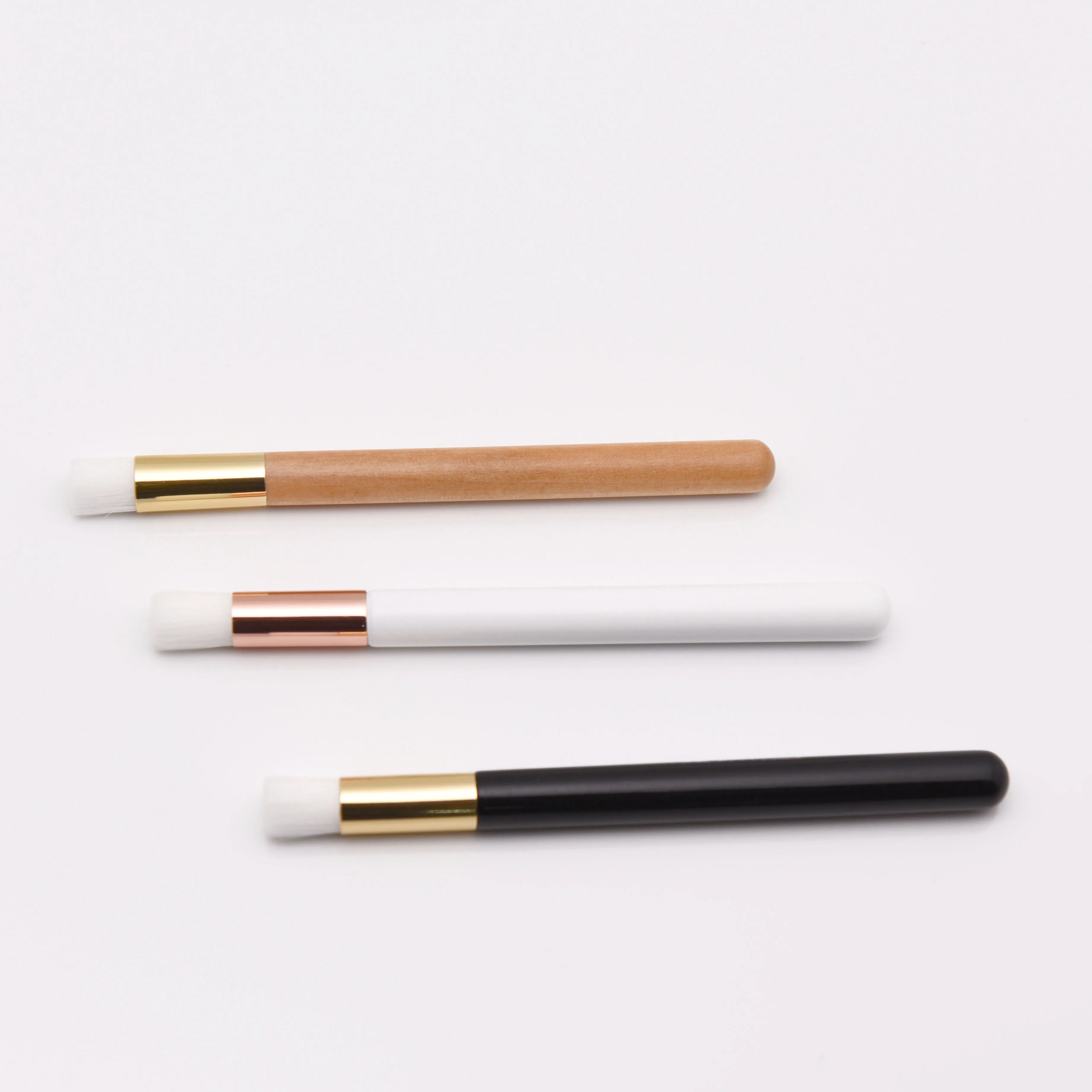 

SL lash brushes private label white pink black wood color brushes for foam shampoo cleanser, Customized color