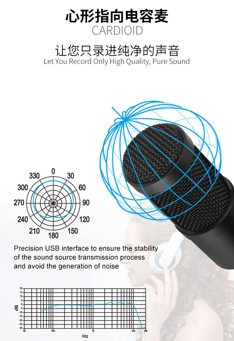 192khz / 24bit Sampling Rate Usb Microphone Set Youtube Podcast