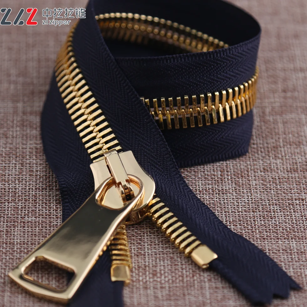 

15# double point double polished gold close-end metal zipper for garment accessories