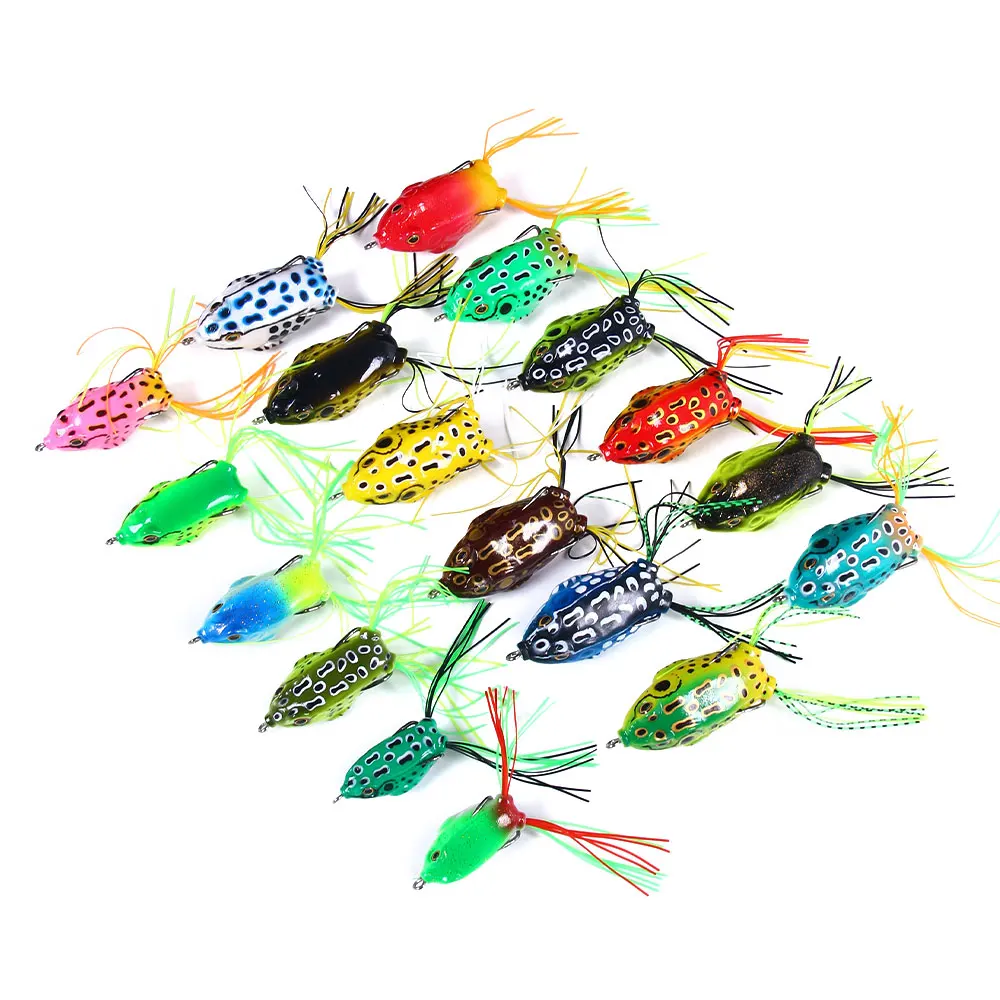 

Boxed best Quality frog Fishing Lures Bass soft Frog Fishing Lure For Snakehead, 5 colors