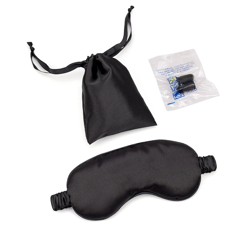 

Assorted Color luxury 3 in 1 traveling set earplugs soft silk like Sleep Eye Masks