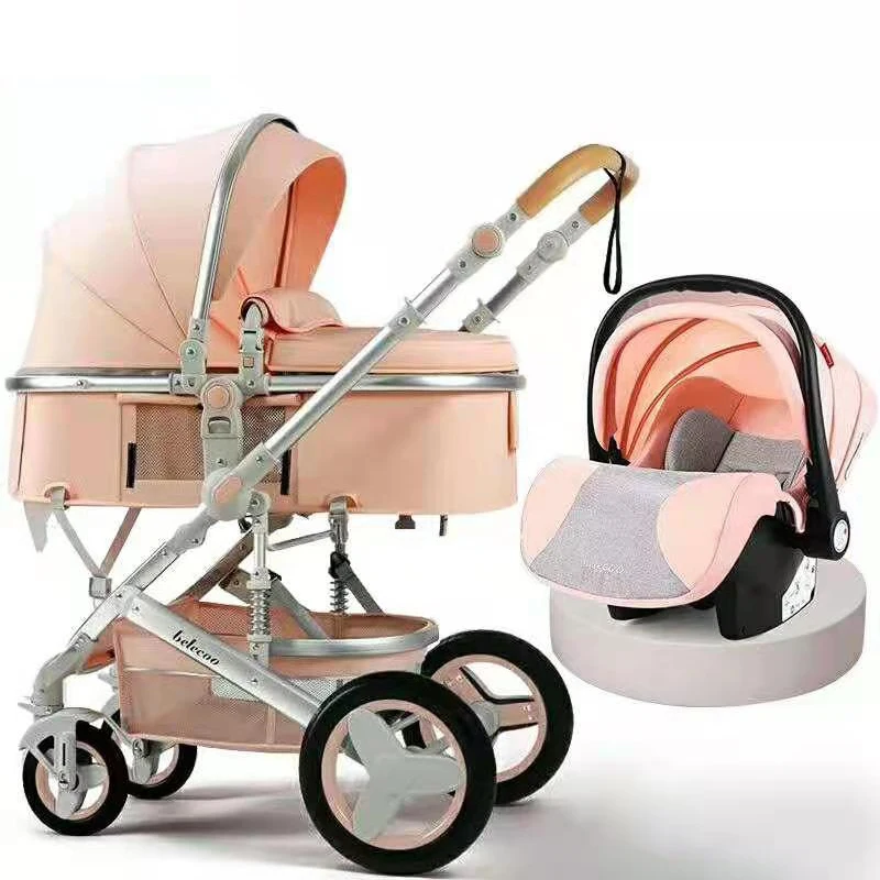 

Travel system High landscape 3 in 1 Light weight foldable baby luxury stroller with basket, Customized