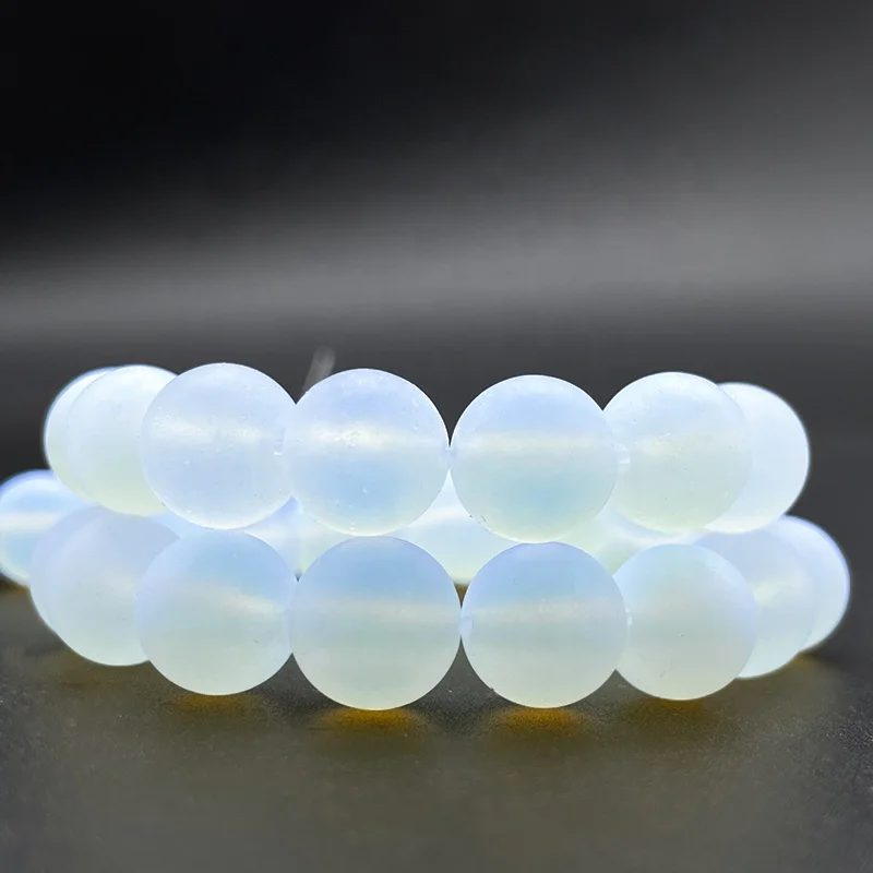 

Gorgeous Matte Frosted 8mm Opalite Crystal Loose Gemstone Round Beads For Jewelry Making Necklace Bracelet