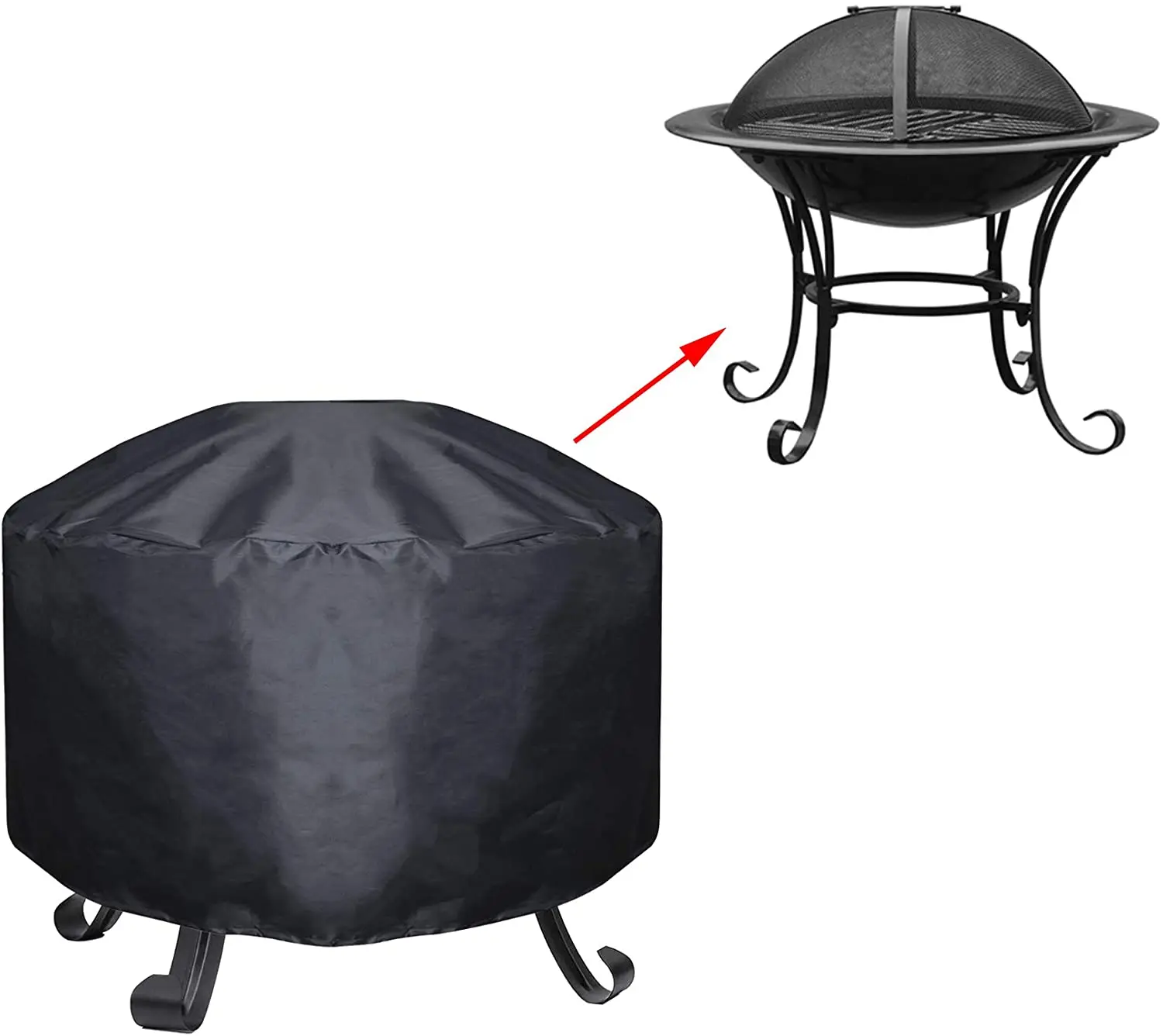 

Outdoors Round Fire Pit Covers, Waterproof, Dustproof Oxford Heavy Duty Gas Fire pit Patio Furniture Table Covers, Black