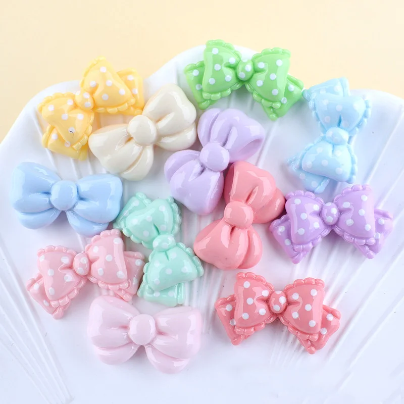 

cute kawaii style polish effect dot pure colored flatback resin bows for hairpin hair clip