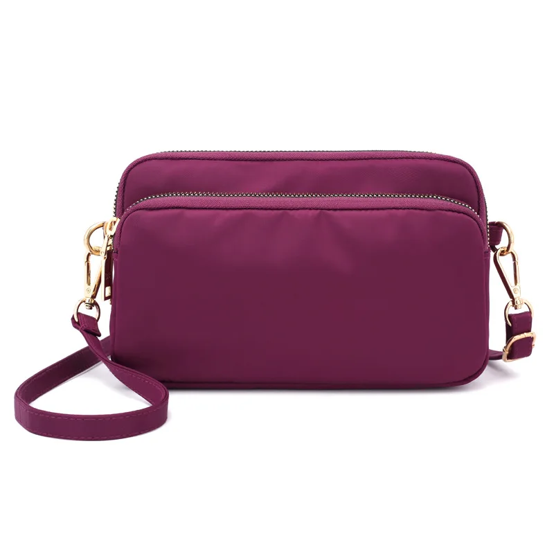 Adjustable Strap Square Nylon Mini Crossbody Sling Monochrome Messenger Bag