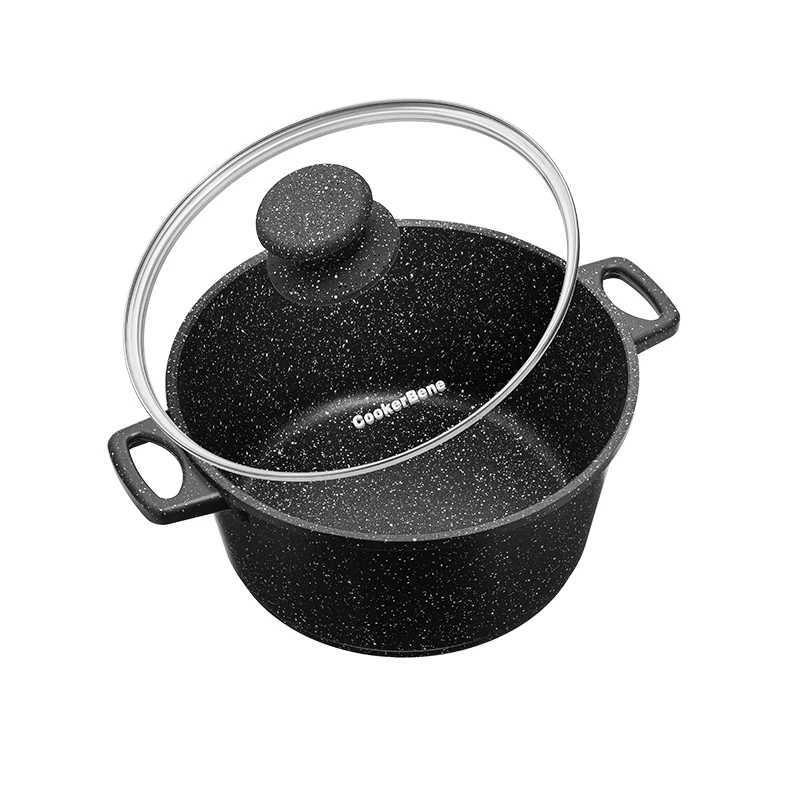 

24cm Anti-scalding Aluminum Alloy Nonstick Cookware Sauce Pans Set Cookware Set Pots Cooking Soup Pots, Red/black