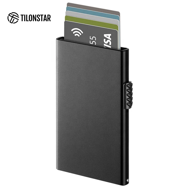 

Wholesale Custom Logo Card Case Metal Aluminum Wallet Name Card Holder Pop Up