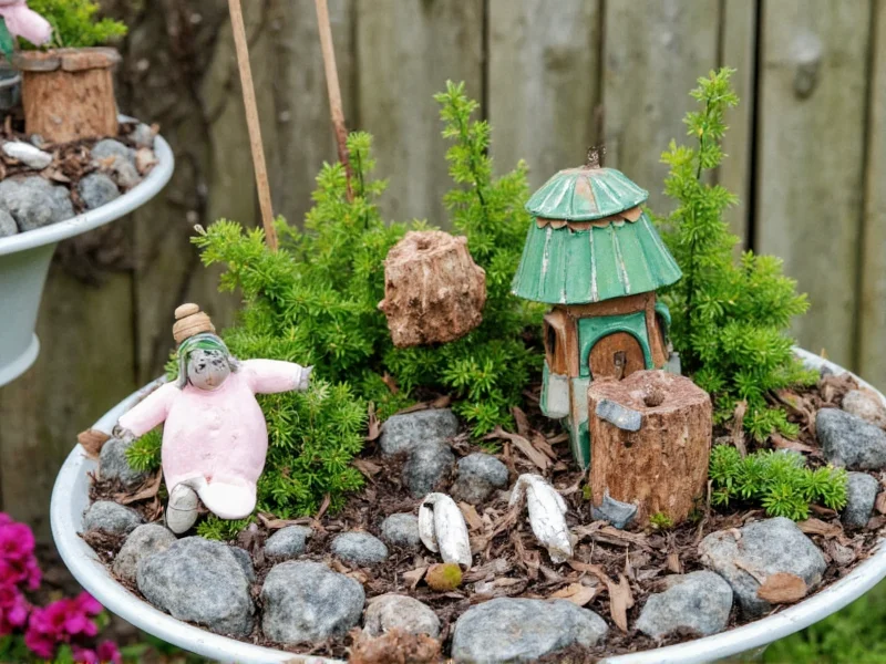 Creative DIY fairy garden with upcycled elements