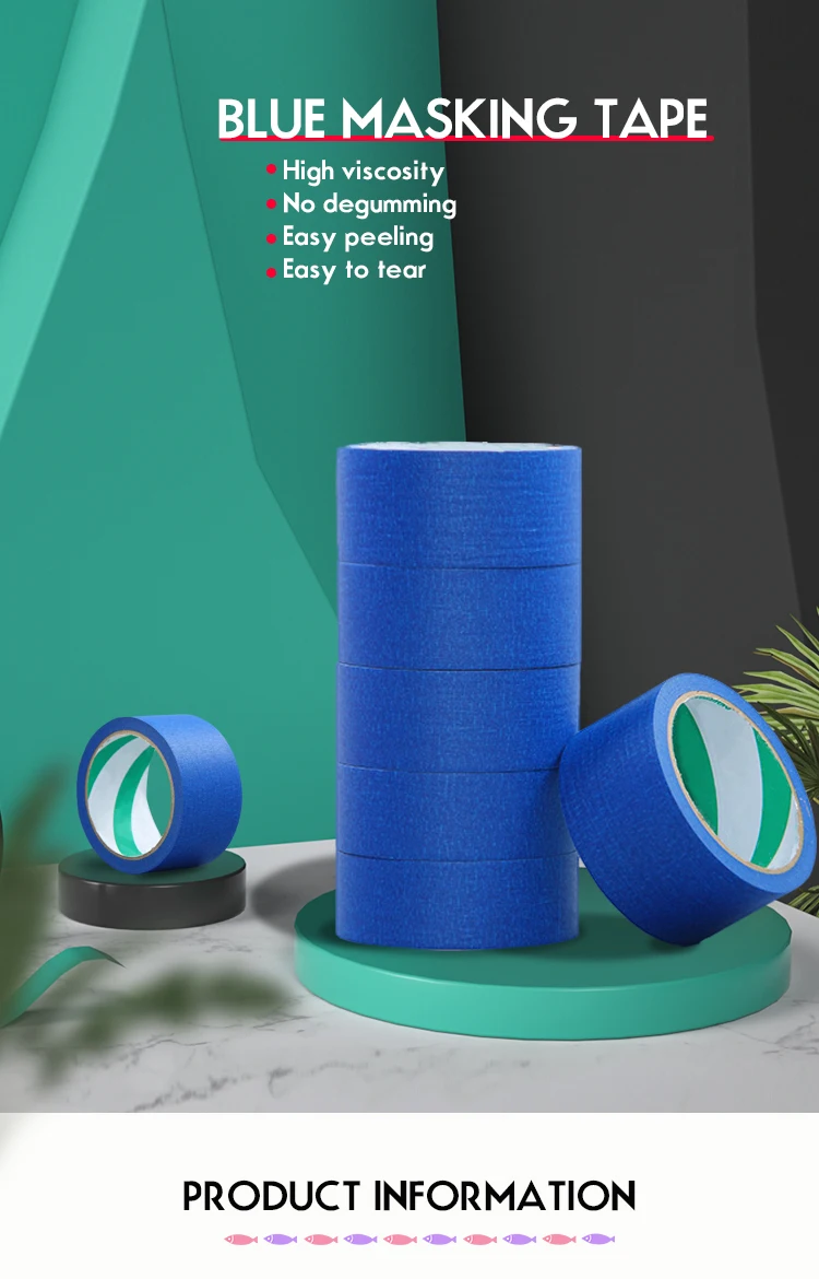 Indoor Retaped  Light Blue Crepe Paper Painter Cheap Wall Painting mt masking paper custom painters tape