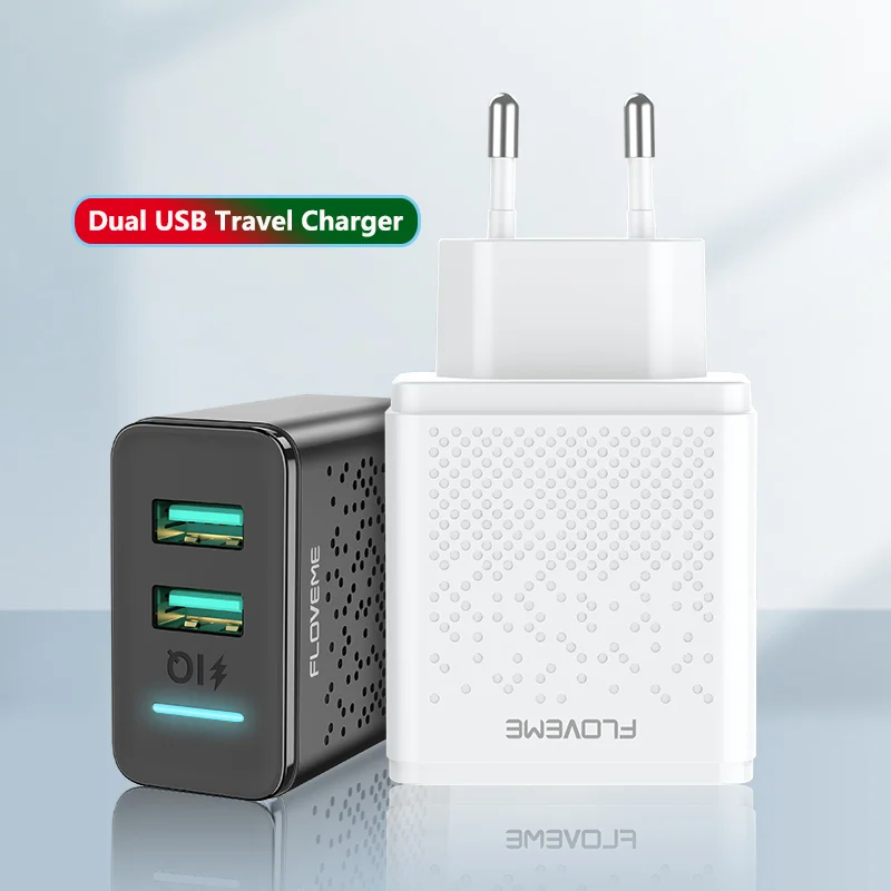 

DHL Free Shipping 1 Sample OK FLOVEME Mobile Phone Charging USB Charger Travel Adapter Universal Fast charger, Black white