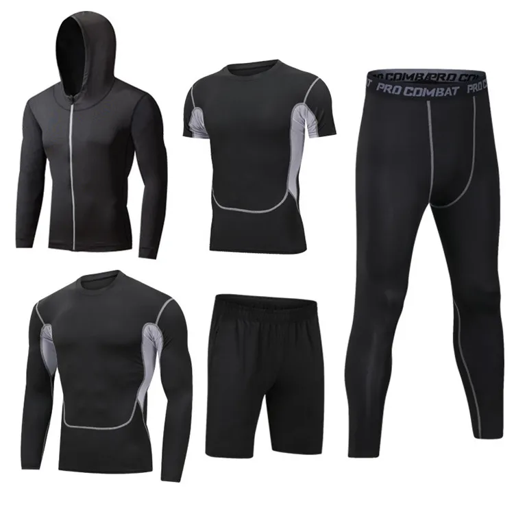 Wholesale Men 5 Pieces Sport Clothing Quick Dry Long Sleeve Gym Fitness ...