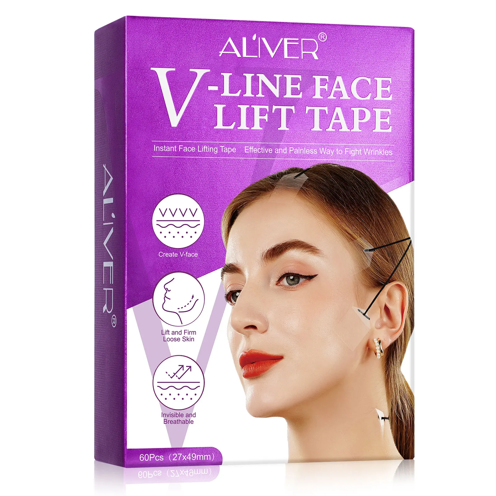 

ALIVER Ultra-thin Transparent Instant Effective Painless Firm Loose Skin Wrinkles Lift V-Line Face Lift Tape