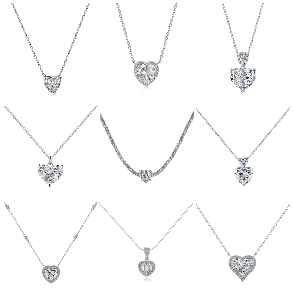 

Customized S925 Sterling Silver Necklace Cz Zirconia Pendant Chain 18K Gold Plated Adjustable Choker Heart Necklaces For Women