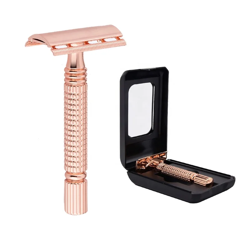 

Rose Gold Shaving Women and Men Safety Razor with Mirror Box