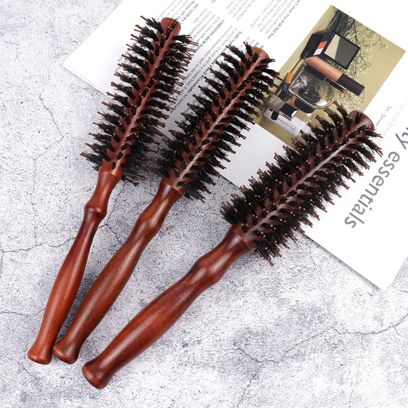 

Wholesale Combs Professional Salon Custom Teeth Hair Styling Tools Boar Bristle and Nylon Wooden Comb Curly Round Hair Brush
