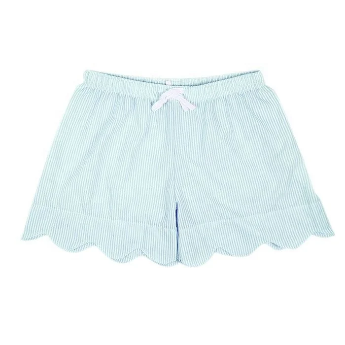 

Wholesale Monogram Women Seersucker Scallop Lounge Shorts, Pic