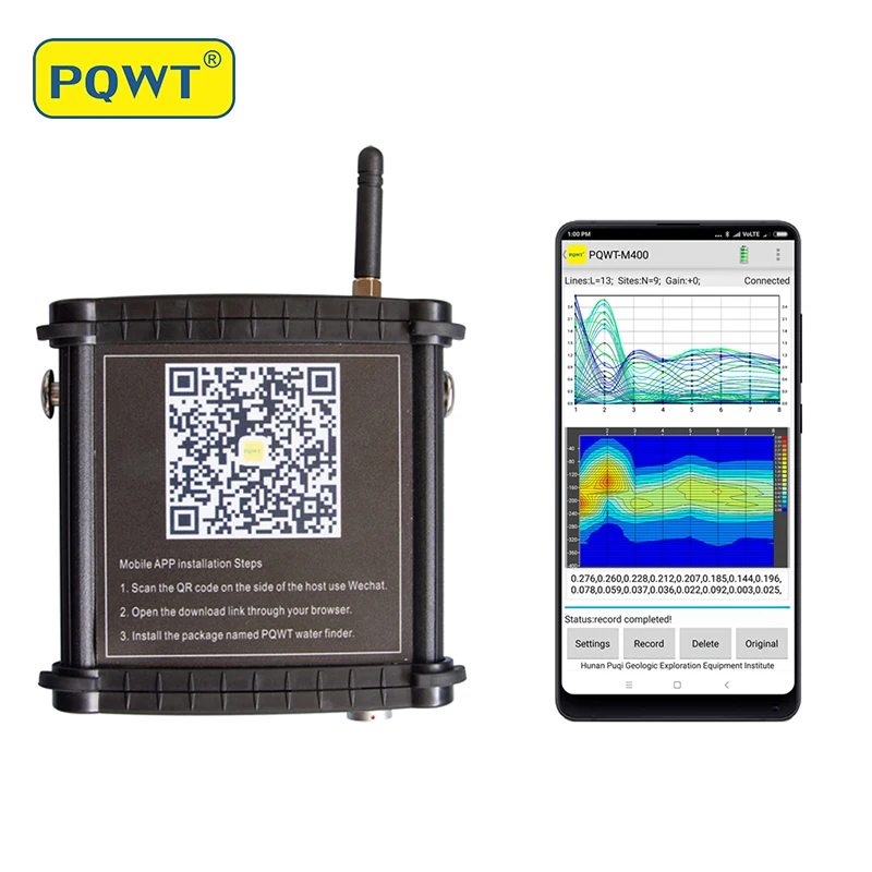 

PQWT-M200 Underground Water Detector Mobile Auto Mapping 200m Water Well Detection Device