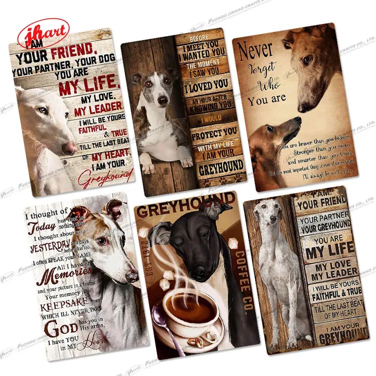

Hot sale greyhound metal sign vintage dog tin sign old look wall decorative hanging metal plaque