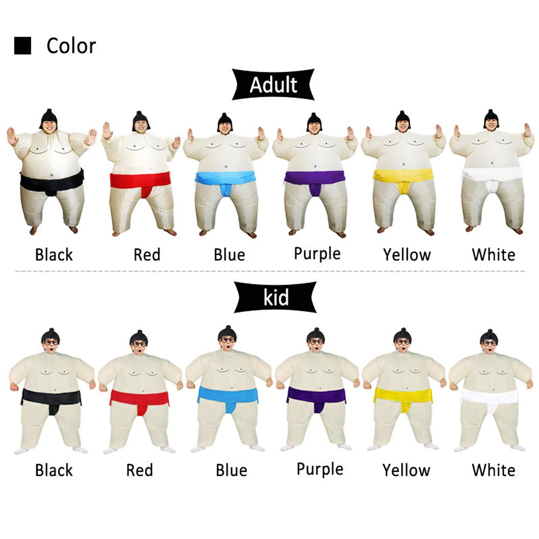Sumo Wrestler Costume Inflatable Suit Blow Up Party Outfit Cosplay Dress Kid Men