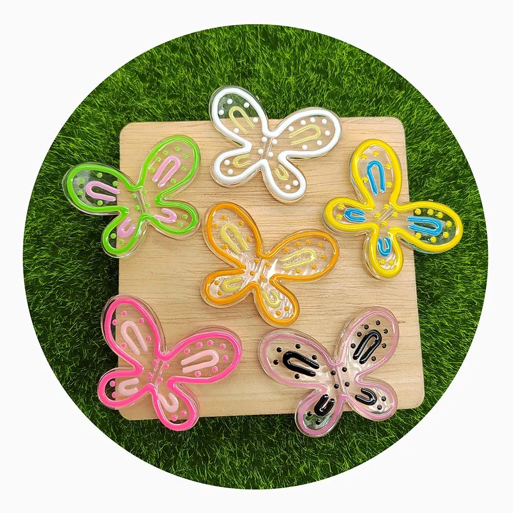 

Clear Hand-drawing Butterfly Acrylic Loose Spacer Jewelry Beads Plastic Animal Butterfly with Beads DIY Jewelry Making