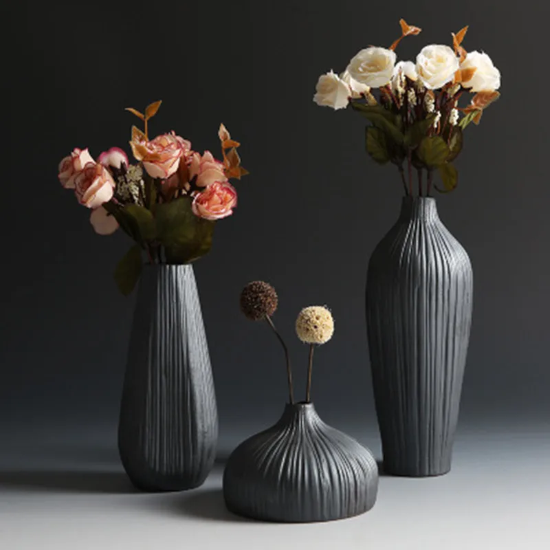 

Fashion Classic Black Retro Container Simple European Mediterranean Gradient Handmade Ceramic Vase