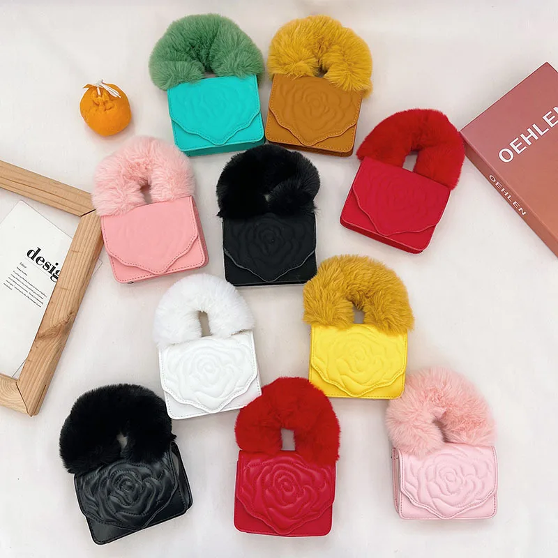 

Custom winter fur bag little girls purses mini coin purse and handbags for women bags