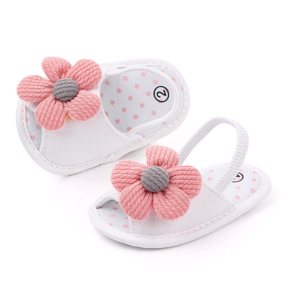 High quality baby sandals flower soft sole cotton baby slippers indoor newborn baby shoes in summer