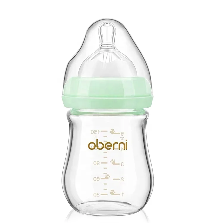 

Newborn environmental milk bottle can be filled with boiling water glass silicone anti - choking nipple, Customized color acceptable