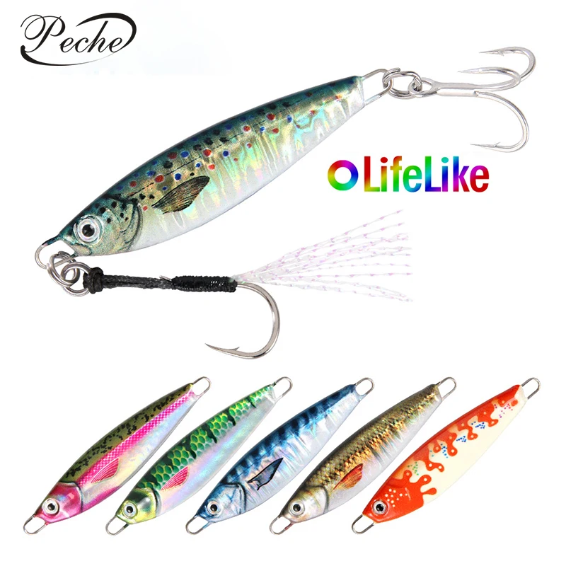 

Spoon Shore Slow Pitch Jigs Lure 10g 15g 20g 30g Metal Casting Hard Bait 3D Eye Lifelike Isca Artificial Sea Fishing Lure Tackle, 6 colors