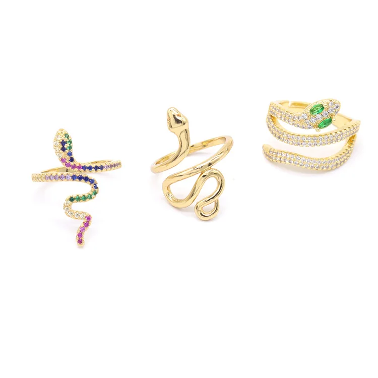 

Customized Vintage Snake Shape Serpentine Miniature Zircon brass Ring