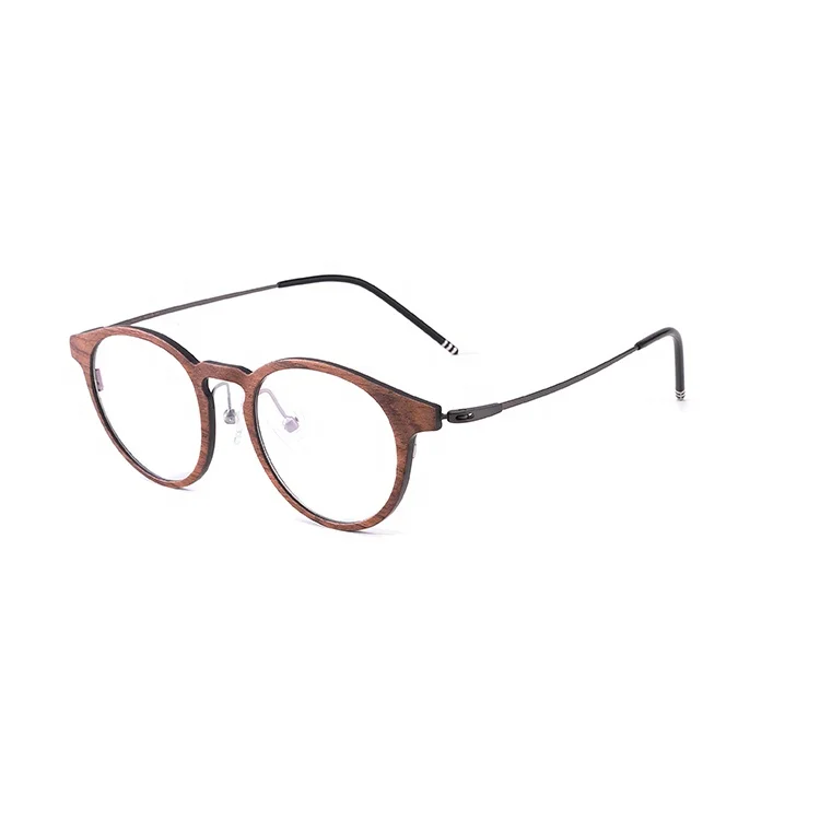 

Vogue Round Fancy Korean Design Wood Eyeglass Frames Carbon Fiber Eyewear Glass YT-PX-27, Gray or custom colors