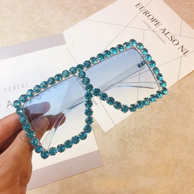 

BOOM EyeweShades Luxury 2020 Glitter Big Frame Oversized Square Bling Diamond Rhinestones Trendy Sunglasses 2021 Women