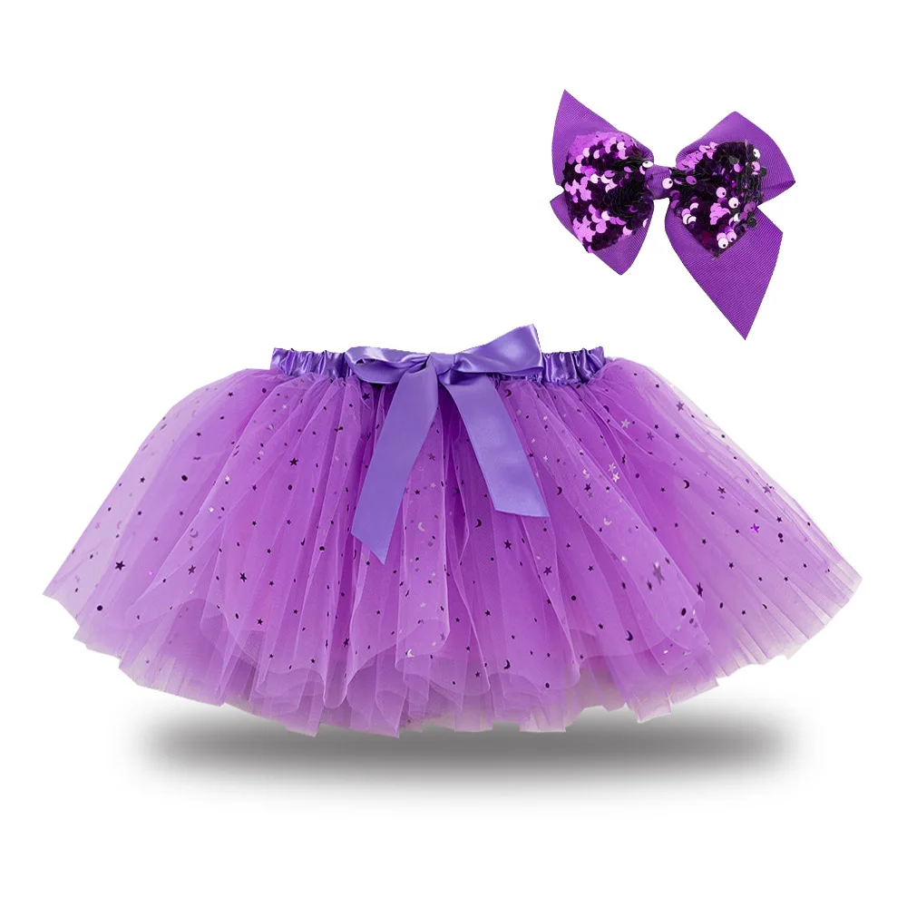 

KYO Children'S Tutu Skirt Girls' Sequined Mesh Tutu Skirt Plus Lined Skirt With Send Bow Hairpin