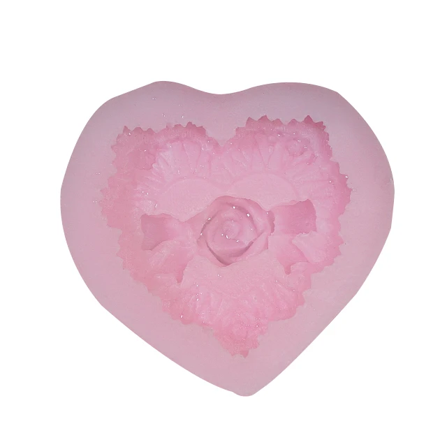 

rose bow heart shaped cake mold sugar baking tool chocolate silicone resin mold, Pink