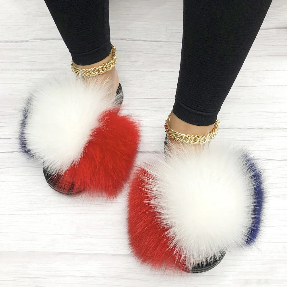 

Wholesale plush fashion fur slippers fur sandals slipperskids fur slides, Customer's request