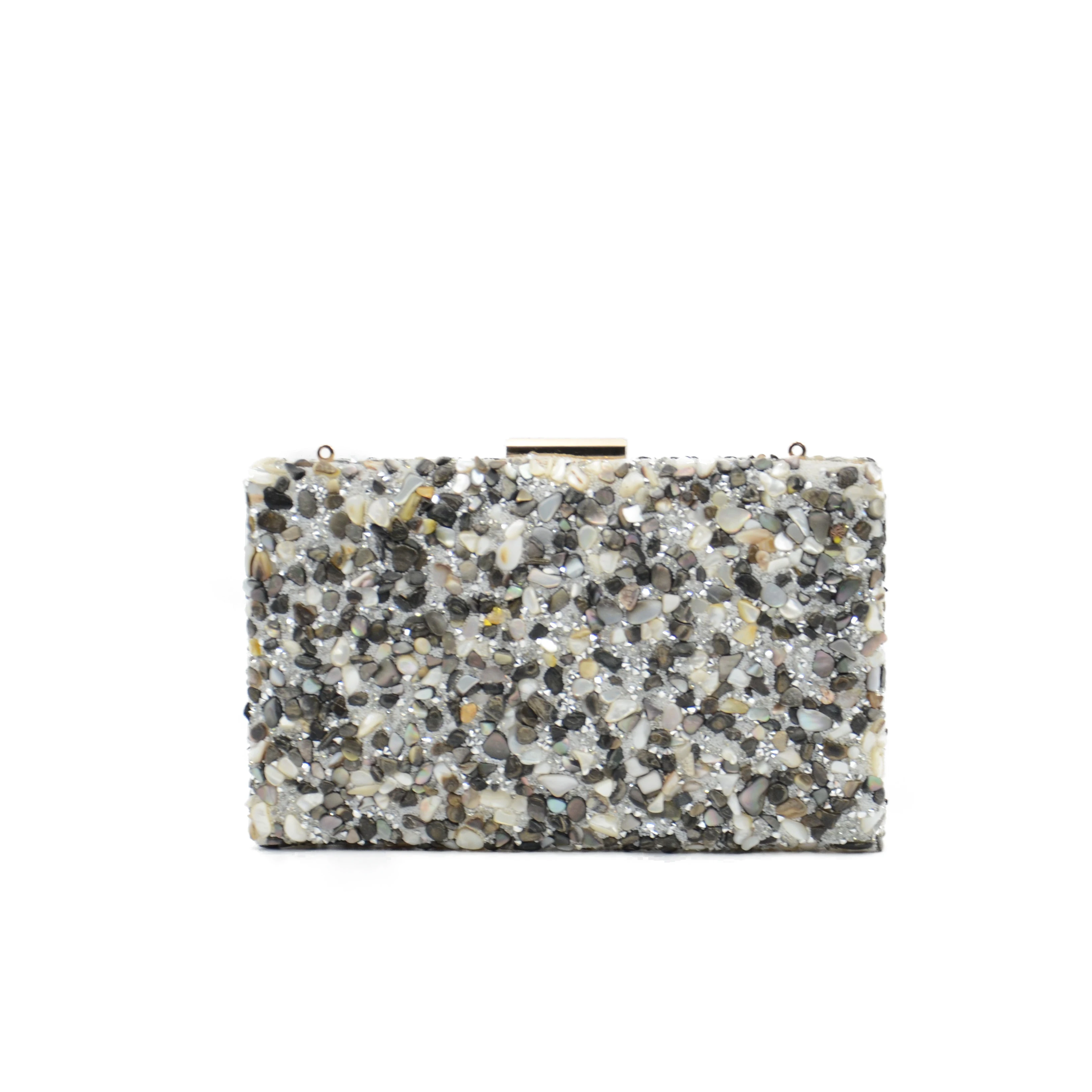 

Luxury Fashion Crystal Stone Evening Clutch Shoulder Handbag Wedding Party Banquet Hand Bag for Ladies with Golden Chain