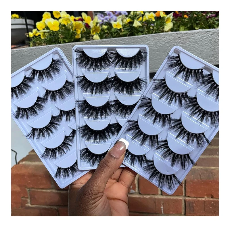 

5 Pairs 25mm False Eyelashes Long Fluffy Faux Mink Eyelash Multipack Silk Lashes With Eyelash Paper Packaging