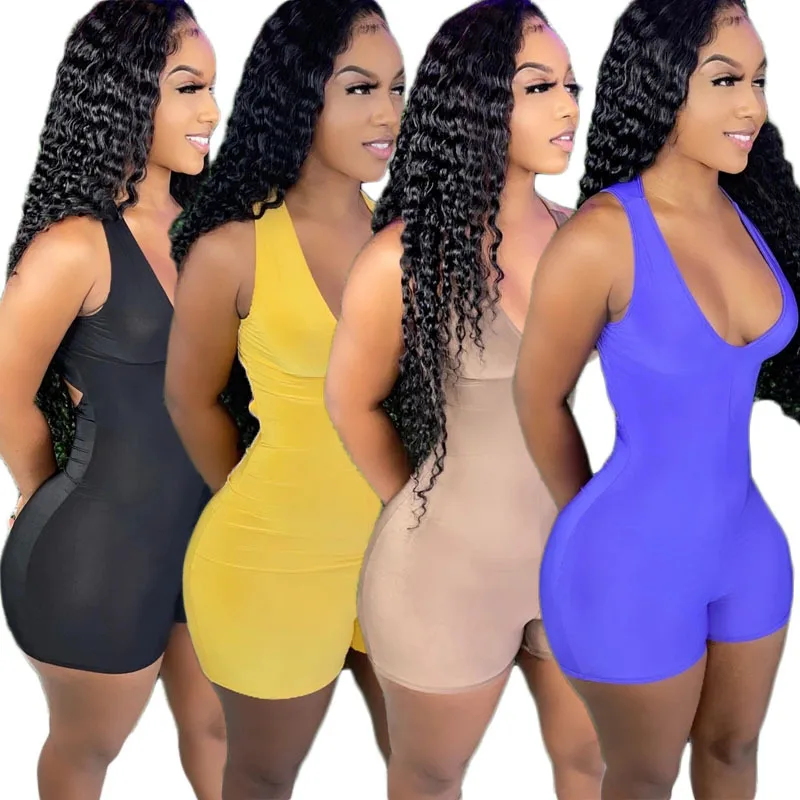 

Casual Hollow Out Shorts Jumpsuit Summer Backless Romper Jumpsuits Sexy Romper For Women, 4 colors