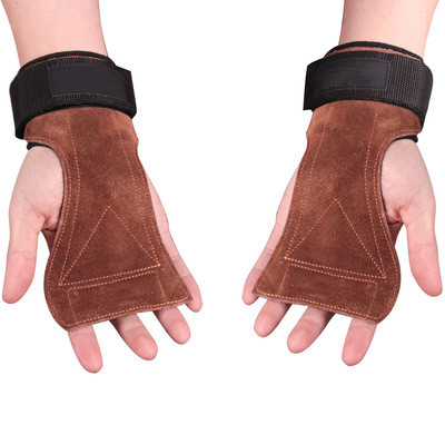 

Fitness antiskid wrist hard pull band leather palm protector weight lifting wrist straps gym, Customized color