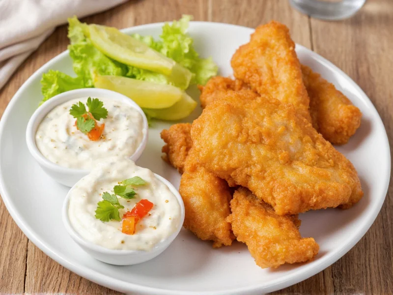 Homemade tartar sauce served with golden fried fish fillets