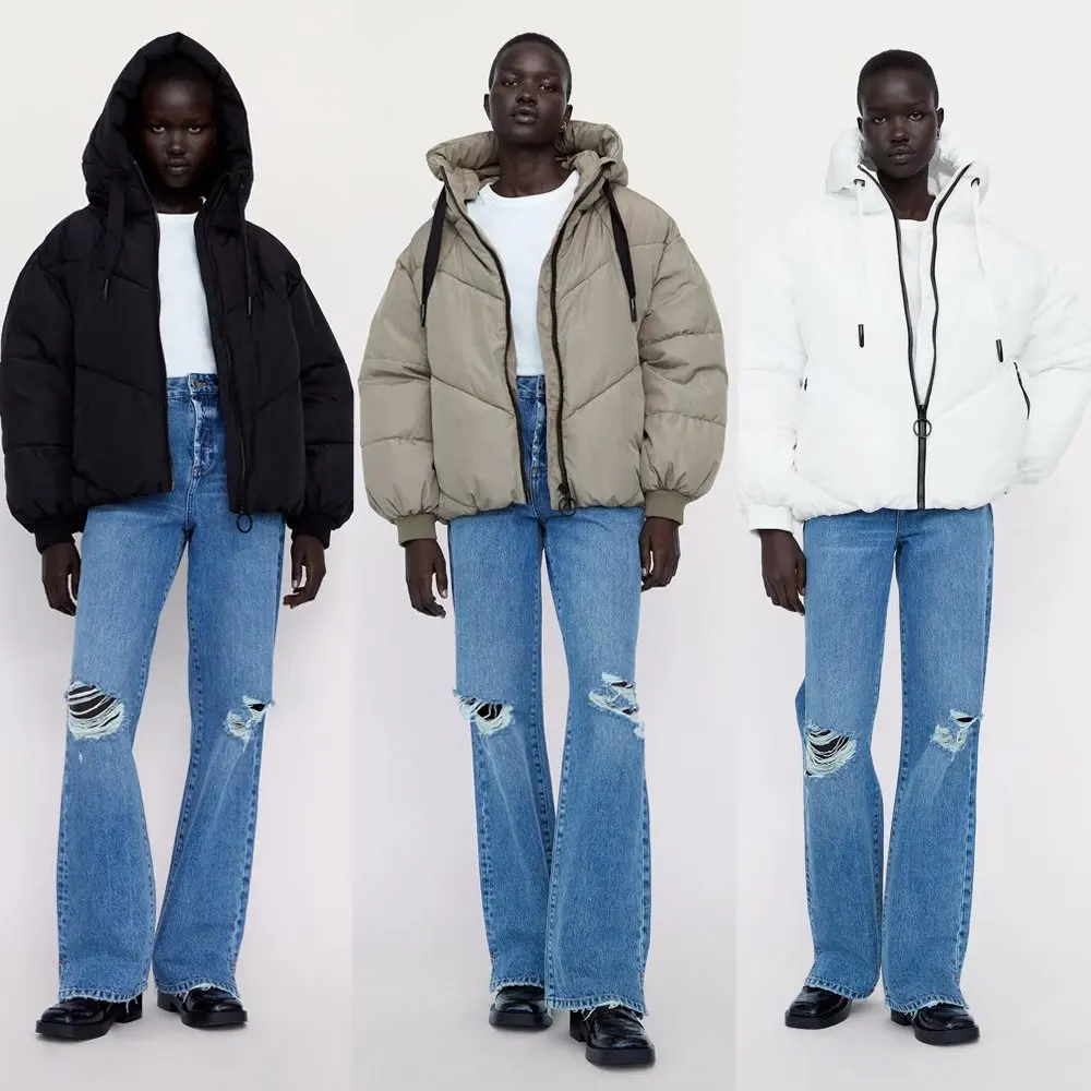 

Womens Puffer Jacket New Fashion Loose Patchwork Parka Solid Warm Outwear Ladies Streetwear Winter Coat Female Clothes