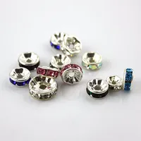 

Yiwu Wholesale Colorful Rondelle 8mm Spacer Round Metal Insert Rhinestone Beads for DIY jewelry Making