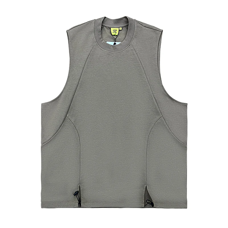 Wholesale Custom Knitted Cotton/Nylon Embroidery Side Zipper Breathable Quick Dry Tank Top for Men Streetwear & Sports Style